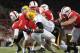 Nov 10, 2012; Dallas, TX, USA; Southern Mississippi Golden Eagles defensive lineman Jamie Collins (8) hits Southern Methodist Mustangs quarterback Garrett Gilbert (11) after a pass attempt during the game at Gerald J. Ford Stadium. The Mustangs beat the Golden Eagles 34-6. Mandatory Credit: Tim Heitman-USA TODAY Sports