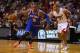 MIAMI, FL - APRIL 02: J.R. Smith #8 of the New York Knicks drives past Shane Battier #31 of the Miami Heat during a game at American Airlines Arena on April 2, 2013 in Miami, Florida. NOTE TO USER: User expressly acknowledges and agrees that, by downloading and or using this photograph, User is consenting to the terms and conditions of the Getty Images License Agreement. (Photo by Mike Ehrmann/Getty Images)