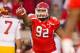 October 4, 2012; Salt Lake City, UT, USA; Utah Utes defensive tackle Star Lotulelei (92) celebrates a fumble recovery during the first quarter against the Southern California Trojans at Rice-Eccles Stadium. Mandatory Credit: Russ Isabella-USA TODAY Sports
