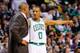 BOSTON, MA - APRIL 3: Avery Bradley #0 of the Boston Celtics talks with head coach Doc Rivers during action against the Detroit Pistons during the game on April 3, 2013 at TD Garden in Boston, Massachusetts. NOTE TO USER: User expressly acknowledges and agrees that, by downloading and or using this photograph, User is consenting to the terms and conditions of the Getty Images License Agreement. (Photo by Jared Wickerham/Getty Images)