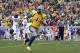 MORGANTOWN, WV - NOVEMBER 03: Tavon Austin #1 of the West Virginia Mountaineers catches a forty three yard touchdown pass against the TCU Horned Frogs during the game on November 3, 2012 at Mountaineer Field in Morgantown, West Virginia. (Photo by Justin K. Aller/Getty Images)