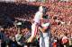 PASADENA, CA - JANUARY 02: Wide receiver Jared Abbrederis #4 of the Wisconsin Badgers celebrates with Travis Frederick #72 after Abbrederis scores on a 38-yard touchdown catch in the first quarter against the Oregon Ducks at the 98th Rose Bowl Game on January 2, 2012 in Pasadena, California. (Photo by Stephen Dunn/Getty Images)