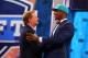 NEW YORK, NY - APRIL 25: Dion Jordan (R) of the Oregon Ducks greets NFL Commissioner Roger Goodell after Jordan was picked #3 overall by the Miami Dolphins in the first round of the 2013 NFL Draft at Radio City Music Hall on April 25, 2013 in New York City. (Photo by Al Bello/Getty Images)