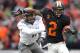CORVALLIS, OR - DECEMBER 04: Markus Wheaton #2 of the Oregon State Beavers runs against Eddie Pleasant #11 of the Oregon Ducks during the 114th Civil War on December 4, 2010 at the Reser Stadium in Corvallis, Oregon. (Photo by Jonathan Ferrey/Getty Images)