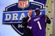 NEW YORK, NY - APRIL 25: Xavier Rhodes of the Florida State Seminoles stands with NFL Commissioner Roger Goodell (L) as they hold up a jersey on stage after Rhodes was picked #25 overall by the Minnesota Vikings in the first round of the 2013 NFL Draft at Radio City Music Hall on April 25, 2013 in New York City. (Photo by Al Bello/Getty Images)