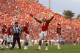 Oct 6, 2012; Clemson, SC, USA; Clemson Tigers defensive end Malliciah Goodman (97) reacts prior to a two point conversion attempt during the fourth quarter of the game against the Georgia Tech Yellow Jackets at Clemson Memorial Stadium. Mandatory Credit: Joshua S. Kelly-USA TODAY Sports
