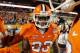 MIAMI GARDENS, FL - JANUARY 04: Andre Ellington #23 of the Clemson Tigers celebrates after he scored a 68-yard rushing touchdown in the first quarter against the West Virginia Mountaineers during the Discover Orange Bowl at Sun Life Stadium on January 4, 2012 in Miami Gardens, Florida. (Photo by Mike Ehrmann/Getty Images)
