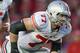 Nov 17, 2012; Madison, WI, USA; Ohio State Buckeyes offensive lineman Reid Fragel (77) during the game against the Wisconsin Badgers at Camp Randall Stadium. Ohio State defeated Wisconsin 21-14 in overtime. Mandatory Credit: Jeff Hanisch-USA TODAY Sports