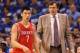 OKLAHOMA CITY, OK - APRIL 21: Head coach Kevin McHale of the Houston Rockets talks with Jeremy Lin #7 during Game One of the Western Conference Quarterfinals of the 2013 NBA Playoffs against the Oklahoma City Thunder at Chesapeake Energy Arena on April 21, 2013 in Oklahoma City, Oklahoma. The Thunder defeated the Rockets 120-91. NOTE TO USER: User expressly acknowledges and agrees that, by downloading and or using this photograph, User is consenting to the terms and conditions of the Getty Images License Agreement. (Photo by Christian Petersen/Getty Images)