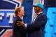 NEW YORK, NY - APRIL 25: Dion Jordan (R) of the Oregon Ducks greets NFL Commissioner Roger Goodell after Jordan was picked #3 overall by the Miami Dolphins in the first round of the 2013 NFL Draft at Radio City Music Hall on April 25, 2013 in New York City. (Photo by Al Bello/Getty Images)