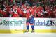 WASHINGTON, DC - APRIL 7: Alex Ovechkin #8 of the Washington Capitals celebrates scoring teams second goal in the second period during a NHL hockey game against the Tampa Bay Lightning on April 7, 2013 at the Verizon Center in Washington, DC. (Photo by Mitchell Layton/Getty Images)