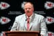 KANSAS CITY, MO - JANUARY 07: Andy Reid talks to the media during a press conference introducing him as the Kansas City Chiefs new head coach on January 7, 2013 in Kansas City, Missouri. (Photo by Jamie Squire/Getty Images)