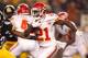 PITTSBURGH, PA - NOVEMBER 12: Javier Arenas #21 of the Kansas City Chiefs runs the balll in the first half against Jason Worilds #93 of the Pittsburgh Steelers at Heinz Field on November 12, 2012 in Pittsburgh, Pennsylvania. (Photo by Gregory Shamus/Getty Images)