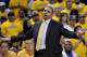 Apr 26, 2013; Oakland, CA, USA; Golden State Warriors head coach Mark Jackson reacts to a call on the court during action against the Denver Nuggets in the second quarter during game three of the first round of the 2013 NBA playoffs at Oracle Arena. Mandatory Credit: Cary Edmondson-USA TODAY Sports
