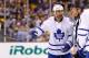BOSTON, MA - MAY 1: Mark Fraser #45 of the Toronto Maple Leafs argues a penalty call against him in the first period against the Boston Bruins in Game One of the Eastern Conference Quarterfinals during the 2013 NHL Stanley Cup Playoffs on May 1, 2013 at TD Garden in Boston, Massachusetts. (Photo by Jared Wickerham/Getty Images)