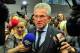 MUNICH, GERMANY - MAY 02: Jupp Heynckes (C), head coach of Muenchen talks to the media during the return of FC Bayern Muenchen from Barcelona on May 2, 2013 in Munich, Germany. (Photo by Lennart Preiss/Bongarts/Getty Images)