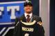 NEW YORK, NY - APRIL 25: Kenny Vaccaro of the Texas Longhorns holds up a jersey on stage after he was picked #15 overall by the New Orleans Saints in the first round of the 2013 NFL Draft at Radio City Music Hall on April 25, 2013 in New York City. (Photo by Al Bello/Getty Images)