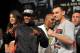 LAS VEGAS, NV - MAY 01: Boxers Floyd Mayweather Jr. (L) and Robert Guerrero pose during the final news conference for their bout at the MGM Grand Hotel/Casino on May 1, 2013 in Las Vegas, Nevada. Mayweather will defend his WBC welterweight title against Guerrero. (Photo by Jeff Bottari/Getty Images)