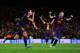 BARCELONA, SPAIN - APRIL 10: Pedro of Barcelona celebrates scoring their first goal with Andres Iniesta of Barcelona during the UEFA Champions League quarter-final second leg match between Barcelona and Paris St Germain at Nou Camp on April 10, 2013 in Barcelona, Spain. (Photo by David Ramos/Getty Images)