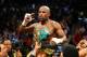 LAS VEGAS, NV - MAY 04: Floyd Mayweather Jr. celebrates his unanimous decision victory against Robert Guerrero in their WBC welterweight title bout at the MGM Grand Garden Arena on May 4, 2013 in Las Vegas, Nevada. (Photo by Al Bello/Getty Images)
