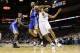 Jan 4, 2012; San Antonio, TX, USA; San Antonio Spurs guard Tony Parker (9) gets tangled up with Golden State Warriors guard Stephen Curry (30) during the first half at the AT&T Center. Mandatory Credit: Soobum Im-USA TODAY Sports