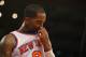 NEW YORK, NY - MAY 01: J.R. Smith #8 of the New York Knicks reacts to a foul call against him verses the Boston Celtics during Game five of the Eastern Conference Quarterfinals of the 2013 NBA Playoffs at Madison Square Garden on May 1, 2013 in New York City. NOTE TO USER: User expressly acknowledges and agrees that, by downloading and or using this photograph, User is consenting to the terms and conditions of the Getty Images License Agreement. (Photo by Al Bello/Getty Images)