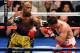 LAS VEGAS, NV - MAY 04: (L-R) Floyd Mayweather Jr. throws a left to the face of Robert Guerrero in their WBC welterweight title bout at the MGM Grand Garden Arena on May 4, 2013 in Las Vegas, Nevada. (Photo by Ethan Miller/Getty Images)