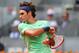 MADRID, SPAIN - MAY 07: Roger Federer of Switzerland in action against Radek Stepanek of Czech Republic during day four of the Mutua Madrid Open tennis tournament at the Caja Magica on May 7, 2013 in Madrid, Spain. (Photo by Julian Finney/Getty Images)