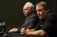 Jan 17, 2013; Philadelphia, PA, USA; Philadelphia Eagles new head coach Chip Kelly addresses the media as ceo and chairman Jeffrey Lurie listens during a press conference at the Philadelphia Eagles NovaCare Complex. Mandatory Credit: Howard Smith-USA TODAY Sports