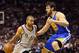 SAN ANTONIO, TX - MAY 08: Tony Parker #9 of the San Antonio Spurs dribbles the ball against Andrew Bogut #12 of the Golden State Warriors during Game Two of the Western Conference Semifinals of the 2013 NBA Playoffs at AT&T Center on May 8, 2013 in San Antonio, Texas. NOTE TO USER: User expressly acknowledges and agrees that, by downloading and or using this photograph, User is consenting to the terms and conditions of the Getty Images License Agreement. (Photo by Ronald Martinez/Getty Images)