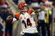 HOUSTON, TX - JANUARY 05: Andy Dalton #14 of the Cincinnati Bengals throws a pass against the Houston Texans during their AFC Wild Card Playoff Game at Reliant Stadium on January 5, 2013 in Houston, Texas. (Photo by Bob Levey/Getty Images)