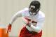 May 4, 2013; Flowery Branch, GA, USA; Atlanta Falcons linebacker Brian Banks (53) runs through a drill at Falcons Rookie Camp at the Falcons Training Facility. Mandatory Credit: Dale Zanine-USA TODAY Sports