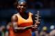 MADRID, SPAIN - MAY 12: Serena Williams of the US poses with the trophy after winning her final match against Maria Sharapova of Russia on day nine of the Mutua Madrid Open tennis tournament at the Caja Magica on May 12, 2013 in Madrid, Spain. (Photo by Gonzalo Arroyo Moreno/Getty Images)