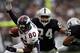 OAKLAND, CA - OCTOBER 17: Wide receiver Rod Smith #80 the Denver Broncos hauls in a pass against Charles Woodson #24 of the Oakland Raiders during the first half of their NFL game at Network Associates Coliseum on October 17, 2004 in Oakland, California. (Photo by Donald Miralle/Getty Images)