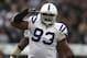 OAKLAND, CA - DECEMBER 26: Dwight Freeney #93 of the Indianapolis Colts celebrates after a sack against the Oakland Raiders during an NFL game at Oakland-Alameda County Coliseum on December 26, 2010 in Oakland, California. (Photo by Jed Jacobsohn/Getty Images)