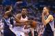 Durant, center, did the best he could without Westbrook, but Conley, right, and the Grizzlies advanced to the Western Conference Finals.