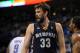 May 15, 2013; Oklahoma City, OK, USA; Memphis Grizzlies center Marc Gasol (33) reacts to a play in action against the Oklahoma City Thunder during the second half in game five of the second round of the 2013 NBA Playoffs at Chesapeake Energy Arena. The Grizzlies defeated the Thunder 88-84. Mandatory Credit: Mark D. Smith-USA TODAY Sports