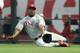 PHOENIX, AZ - MAY 12: Outfielder Delmon Young #3 of the Philadelphia Phillies slides as he attempts to catch a single hit by Jason Kubel (not pictured) of the Arizona Diamondbacks during the seventh inning of the MLB game at Chase Field on May 12, 2013 in Phoenix, Arizona. (Photo by Christian Petersen/Getty Images)