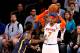 May 16, 2013; New York, NY, USA; New York Knicks small forward Carmelo Anthony (7) looks to pass the ball over Indiana Pacers center Roy Hibbert (55) during the first half in game five of the second round of the 2013 NBA Playoffs at Madison Square Garden. Knicks won 85-75. Mandatory Credit: Debby Wong-USA TODAY Sports