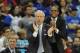 Mar 24, 2013; Kansas City, MO, USA; North Carolina Tar Heels head coach Roy Williams reacts to play in the second half of the game against the Kansas Jayhawks during the third round of the NCAA basketball tournament at the Sprint Center. Kansas won 70-58. Mandatory Credit: Denny Medley-USA TODAY Sports