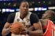 Mar 3, 2013; Los Angeles, CA, USA; Los Angeles Lakers center Dwight Howard (12) drives against Atlanta Hawks center Johan Petro (10) during the game at the Staples Center. Mandatory Credit: Richard Mackson-USA TODAY Sports