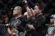 May 25, 2013; Las Vegas, NV, USA; Cain Velasquez celebrates his victory against Antonio Silva following UFC 160 at the MGM Grand Garden Arena. Mandatory Credit: Gary A. Vasquez-USA TODAY Sports