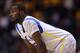 LAS VEGAS, NV - MARCH 14: Shabazz Muhammad #15 of the UCLA Bruins looks on against the Arizona State Sun Devils during the quarterfinals of the Pac 12 Basketball Tournament at the MGM Grand Garden Arena on March 14, 2013 in Las Vegas, Nevada. (Photo by Jeff Gross/Getty Images)