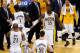 INDIANAPOLIS, IN - MAY 28: (L-R) David West #21, Lance Stephenson #1, Tyler Hansbrough #50 and Roy Hibbert #55 of the Indiana Pacers celebrate with their teammates after they won 99-92 against the Miami Heat during Game Four of the Eastern Conference Finals of the 2013 NBA Playoffs at Bankers Life Fieldhouse on May 28, 2013 in Indianapolis, Indiana. NOTE TO USER: User expressly acknowledges and agrees that, by downloading and or using this photograph, User is consenting to the terms and conditions of the Getty Images License Agreement. (Photo by Joe Robbins/Getty Images)