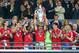LONDON, ENGLAND - MAY 25: Claudio Pizarro of Bayern Muenchen lifts the trophy in celebration alongside team mates after victory in the UEFA Champions League final match between Borussia Dortmund and FC Bayern Muenchen at Wembley Stadium on May 25, 2013 in London, United Kingdom. (Photo by Alex Grimm/Getty Images)