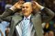 Apr 20, 2013; Denver, CO, USA; Denver Nuggets head coach George Karl reacts during the second half of game one of the first round of the 2013 NBA Playoffs against the Denver Nuggets at the Pepsi Center. The Nuggets won97-95. Mandatory Credit: Chris Humphreys-USA TODAY Sports