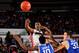 Mar 7, 2013; Athens, GA, USA; Georgia Bulldogs guard Kentavious Caldwell-Pope (1) passes the ball to a team mate past Kentucky Wildcats guard Archie Goodwin (10) and forward Kyle Wiltjer (33) during the second half at Stegeman Coliseum. Georgia defeated Kentucky 72-62. Mandatory Credit: Dale Zanine-USA TODAY Sports