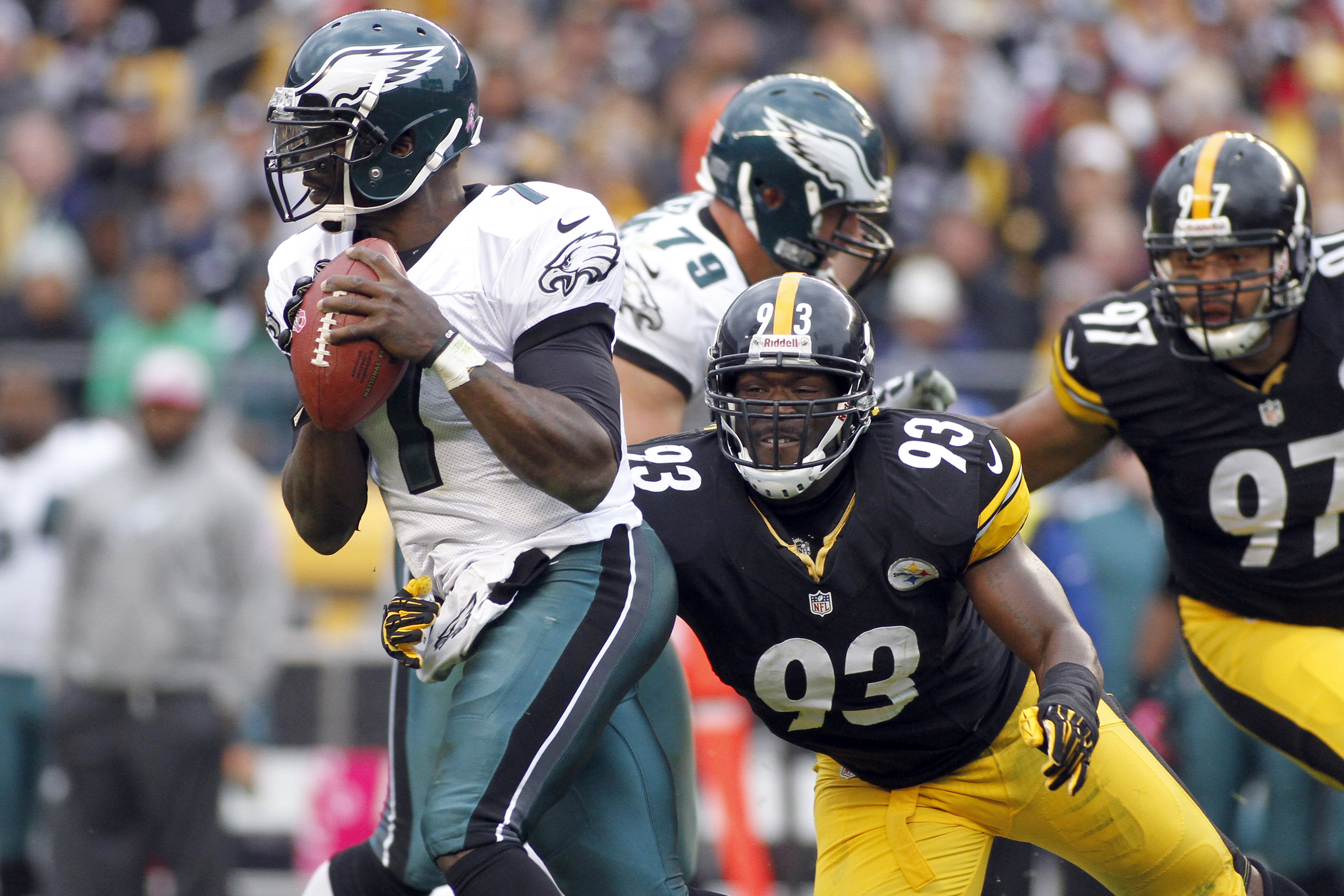 Pittsburgh Steelers linebacker Jason Worilds (93) in the fourth quarter of  an NFL football game against the Houston Texans Sunday, Oct. 2, 2011, in  Houston. The Texans won 17-10. (AP Photo/Eric Gay