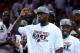 MIAMI, FL - JUNE 03: LeBron James #6 of the Miami Heat reacts after the Heat won 99-77 against the Indiana Pacers during Game Seven of the Eastern Conference Finals of the 2013 NBA Playoffs at AmericanAirlines Arena on June 3, 2013 in Miami, Florida. NOTE TO USER: User expressly acknowledges and agrees that, by downloading and or using this photograph, User is consenting to the terms and conditions of the Getty Images License Agreement. (Photo by Mike Ehrmann/Getty Images)