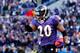 BALTIMORE, MD - JANUARY 15: Ed Reed #20 of the Baltimore Ravens celebrates his interception against Andre Johnson #80 of the Houston Texans (not pictured) during the fourth quarter of the AFC Divisional playoff game at M&T Bank Stadium on January 15, 2012 in Baltimore, Maryland. (Photo by Rob Carr/Getty Images)